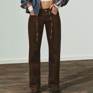 NWT Zara Low Rise Wide Leg Jeans in Chocolate Brown - 4 (27)